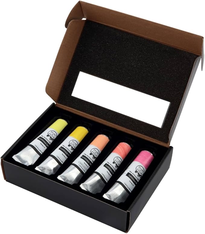 Tusc & Pine Artist Oil Paint - Warm Luminous Set of 5 Assorted Colors, 40 ml each, Non-Yellowing, Rich & Creamy Consistency, Maximum Pigment Load, Small Batch Milled Oil Paints Made in the USA