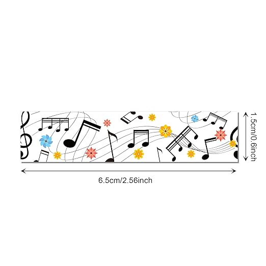 12Rolls Music Notes Washi Tape Black White Musical Note Printed Decorative Washi Tape for Birthday Party Music Themed Party Baby Shower for Scrapbook Journal Craft Supplies