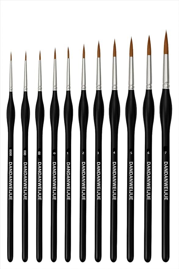Detail Paint Brushes 11 Pcs for Acrylic, Oil Painting - Artist-Grade Nylon Bristles, Comfortable Handles, Ideal for Beginners & Artists
