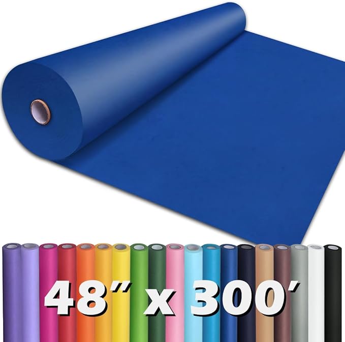 PerkHomy Blue Kraft Paper Roll 48" x 3,600" (300') for Gift Wrapping Bouquet Flower Art Painting Craft Writing Packaging Shipping 80GSM 55LB (Blue, 48" x 300')