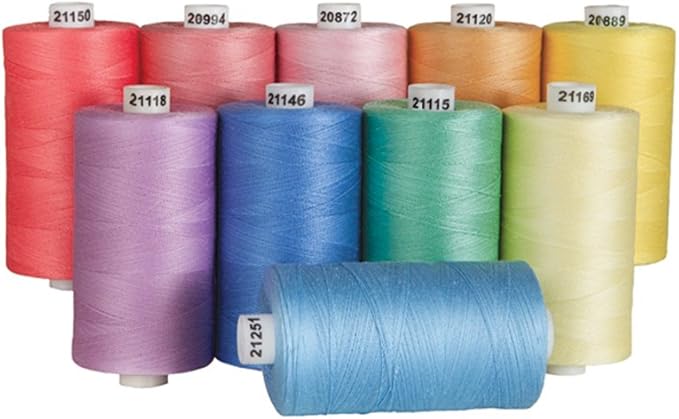 Connecting Threads 100% Cotton Thread Sets - 1200 Yard Spools (Set of 10 - Saltwater Taffy)