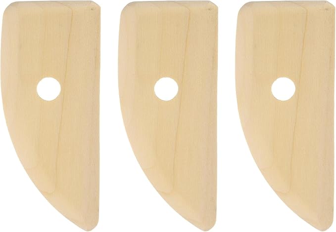 HARFINGTON 3pcs Pottery Ribs 12cm x 5.3cm Wooden Clay Ceramic Sculpting Tools for Finishing Shaping and Smoothing Removing Finger Marks