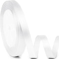 3/8" x 25 Yards Satin Ribbon, White Silk Ribbon Ideal for Gift Wrapping, Floral Bouquets, Crafts, Wedding Party Decorations, Christmas and Sewing Projects
