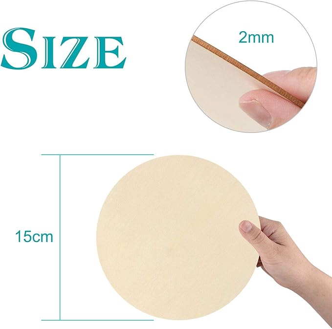 Coopay 6 Inch Wooden Circles, Unfinished Round Wood Slices Natural Wooden Cutouts for Door Hanger, Painting, Wedding, Home Decoration DIY Wood Craft Supplies, 40 Pieces