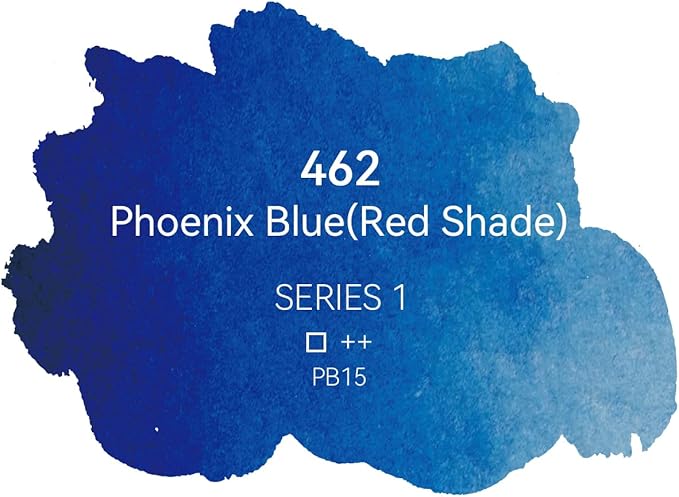 PHOENIX Professional Watercolor Paint - Single Watercolor Half Pan - Phoenix Blue(Red Shade) 462