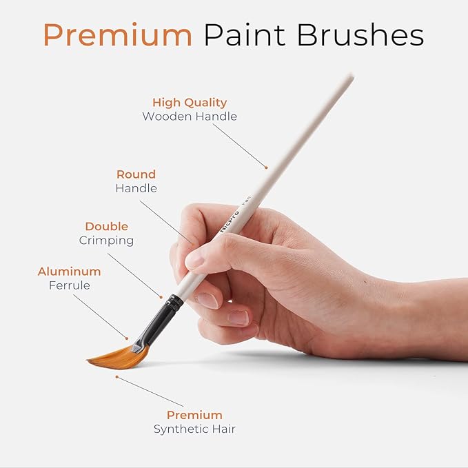 Nicpro 40 PCS Paint Brush Set, Professional Acrylic Paint Brushes with Palette Knife and Canvas Roll, Suitable for Acrylic Painting, Oil, Watercolor, Gouache, Art Supplies Painter Gifts for Artist