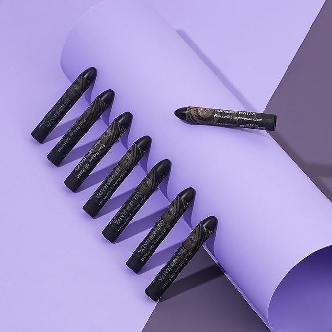 Paul Rubens Black Oil Pastels (8 Pack) - Ultra-Creamy & Blendable, Bullet Tip for Precision - Premium Art Supplies for Drawing, Sketching & Painting - Ideal for Artists, Students & Beginners