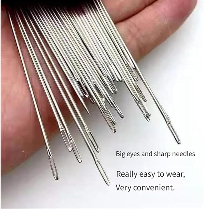 38PCS Big Eye Steel Sewing Needles Kit, Stainless Steel Needles for Hand Sewing, Embroidery Needles Needle and Thread Kit Sewing Kit, Portable DIY Hand Made Craft Set,for Handcraft Lovers (2 Sets)