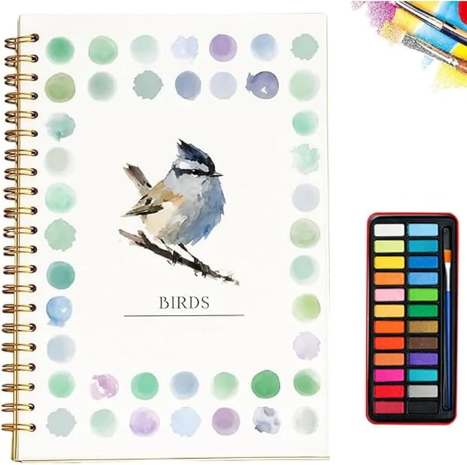 Water Color Workbook, Beginner-Friendly Watercolor Workbook, Watercolor Books, Nature Scenes Paint Set Art Crafts, with 12/24 Colors Paint Set with Paint Brush (C,24 Colors)