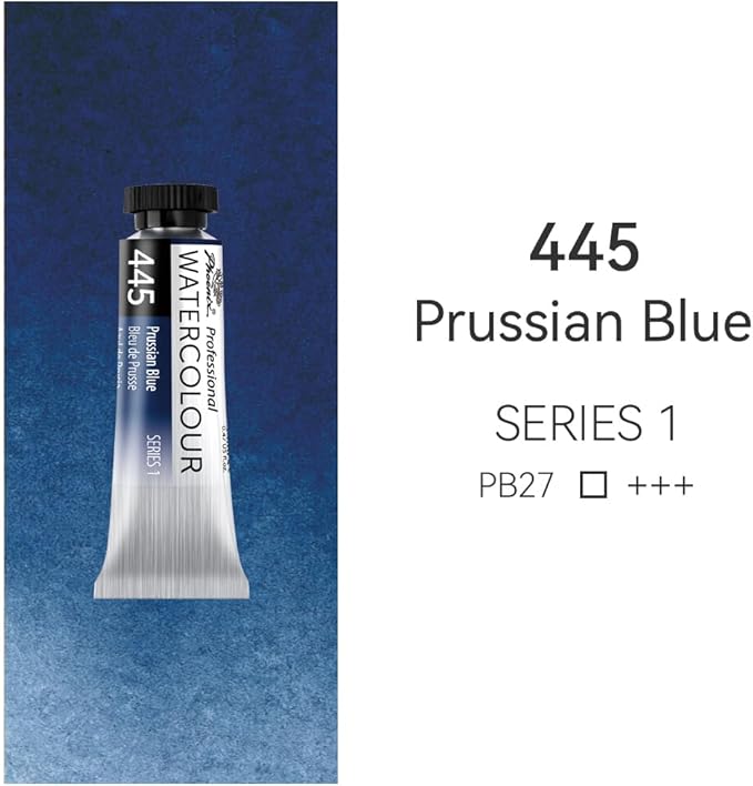 PHOENIX Professional Watercolor Paint Single Tube - 0.47 Fl Oz / 14ml - Prussian Blue