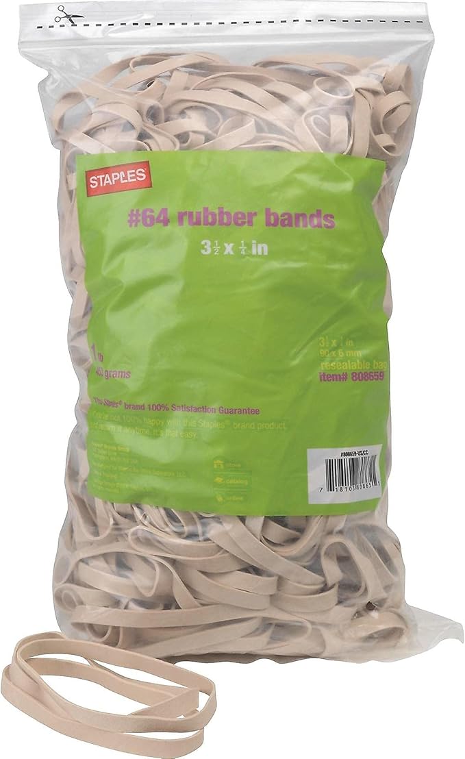 Staples 180651 Rubber Bands #64 3 1/2-Inch x 1/4-Inch 380/bag 25 bags/Ct