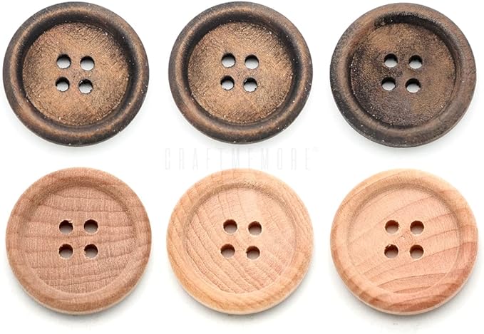 CRAFTMEMORE Wood Buttons 4 Holes Round Wooden Button for Garment Sewing DIY Crafts B08 (13mm, Lt.Brown 12pcs)