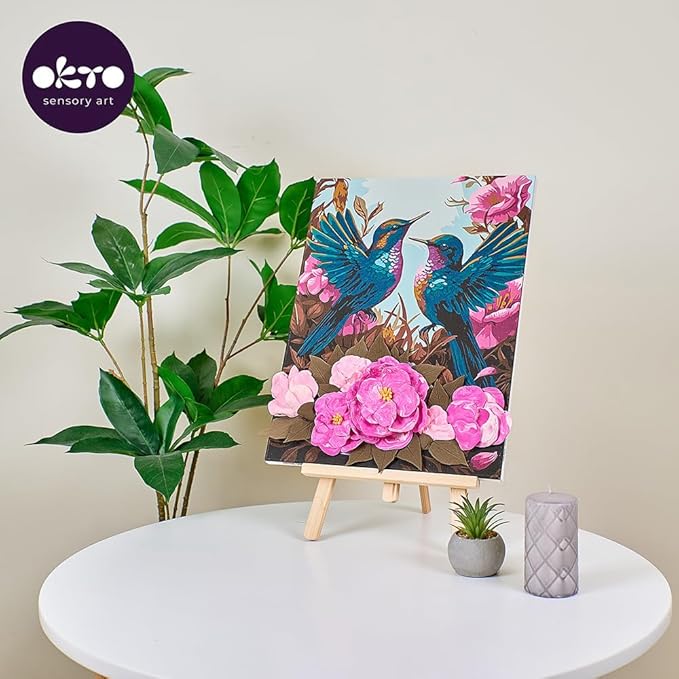 OKTO Art Kit Hummingbirds in Love | Arts & Crafts DIY Painting with Modeling Claу | Claу Kit for Painting | Painting Kits for Adults for Home Decoration Claу for Adults