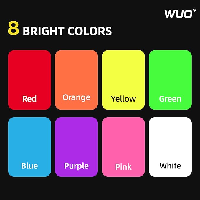WUO Window Chalk Markers,8 Colors Car Markers,15mm 3-In-1 Jumbo Wide Nib, Dust-Free & Non-Toxic - Erasable Blackboards Marker For Rock Painting, Poster, Stone, Ceramic, Glass