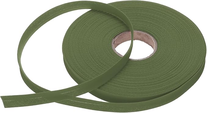 MECCANIXITY 1/2 Inch Single Fold Bias Tape Polyester Continuous Bulk Bias Tape for Sewing,Seaming Quilting Hemming Binding Crafts (Dark Green 25 Yards)