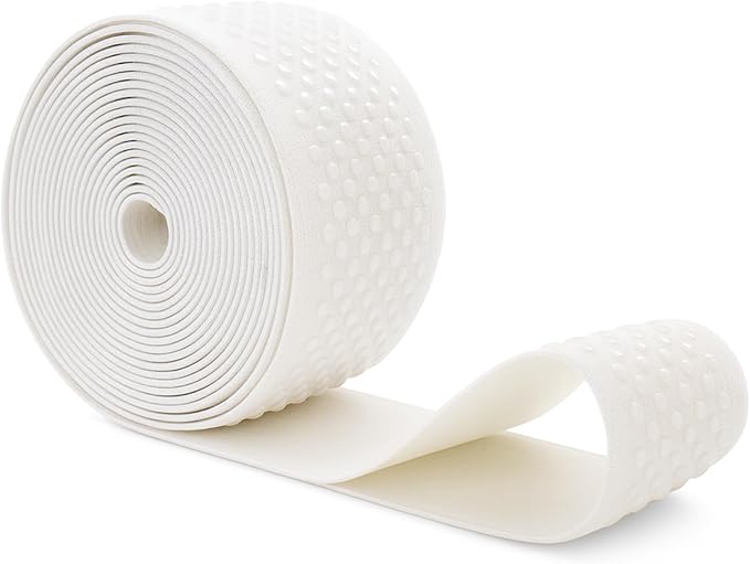 Mandala Crafts 2 Inch Elastic Silicone Gripper Tape for Clothing - 5 Yds Dotted Non Slip Elastic Band for Sewing - Off White Silicone Flat Fabric Stretchy Ribbon Straps
