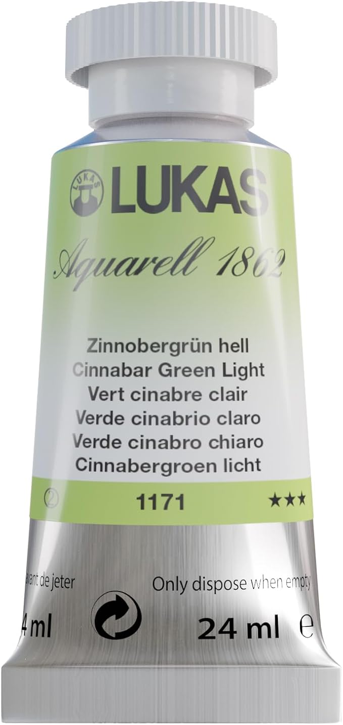 LUKAS 1862 Aquarell Artists' Watercolor Tubes, Cinnabar Green Light 24 ml -Vibrant Professional Grade Watercolor Paint - Easy-to-Wet, Intense Color, Long-lasting -Ideal for Professional Watercolorists