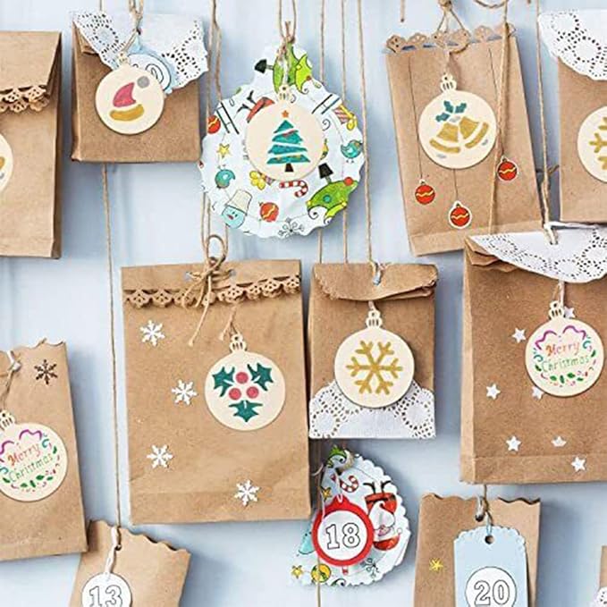 60pcs Wooden Ornaments, BetterJonny 3.15 * 2.56in Unfinished Natural Wood Slices with Holes Blank Wood Discs with 60pcs Jute Rope for DIY Christmas Decoration