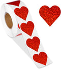 1.5'' 500Pcs Heart Valentines Laser Stickers, Glitter Heart Stickers Roll Valentine's Mother Day Gift Decorative Label Sticker