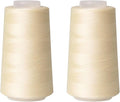 Sewing Thread Cone Set, 2 Pack Serger Thread, 3000 Yards Each, All Purpose Thread for Sewing, Quilting, Machines, Overlock, Merrow & Hand Embroidery (Beige*2)