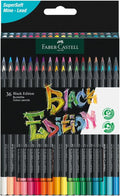 Faber-Castell Black Edition Colored Pencils - 36 Count, Black Wood and Super Soft Core Lead, Neon and Pastel Color Pencil Set, Colored Pencils for Adult Coloring Book, Art Pencils for Beginners