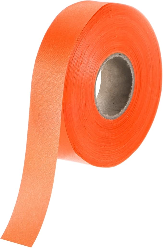 M METERXITY 1-Pack Extra Wide Single Fold Bias Tape, 1 Inch x 55 Yards Satin Bias Tape for Sewing/Seaming/Quilting/Hemming/DIY Crafts/Quilt Binding [Orange]