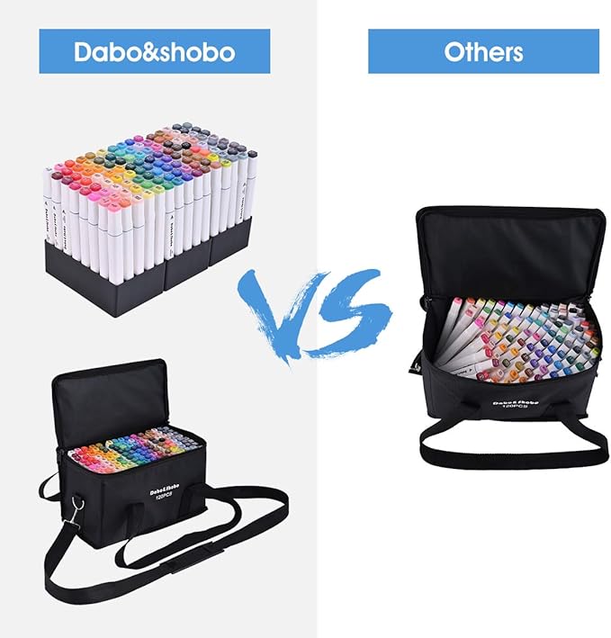 Dabo&Shobo 120 Colors Alcohol Drawing Markers, Dual Tip Art Markers, Fine & Chisel Tip, Chisel Coloring Marker For Adult Coloring