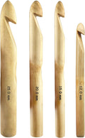 Mdoker Huge Crochet Hook Set Size 12mm(O)/15mm(P/Q)/20mm(S)/25mm(U) Large Wooden Crochet Hooks Needles for Giant Chunky Yarn Carpet Scarf Bulky Wool Roving Weaving