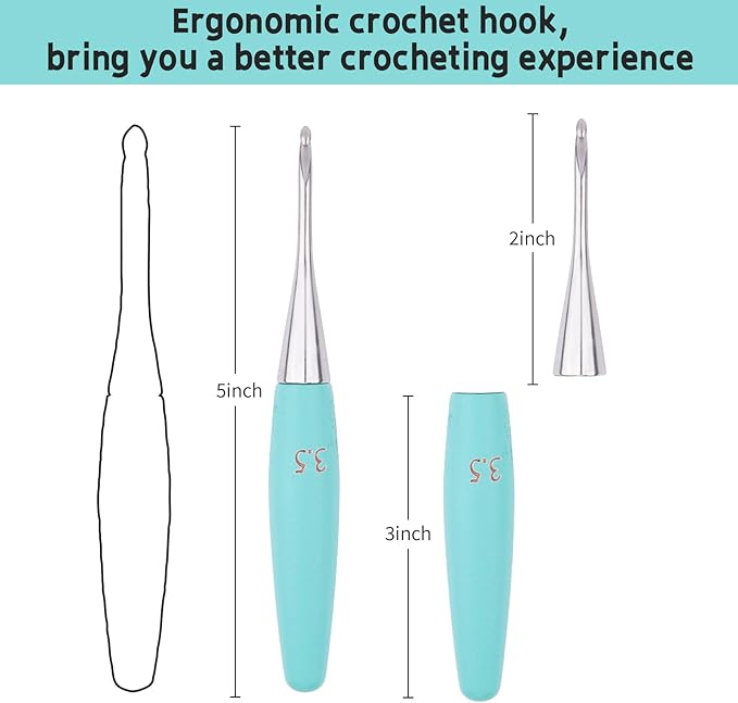 Crochet Hooks 3.5mm Crochet Hook Soft Lightweight Wood Ergonomic Handle and Stainless Steel Crochet Needles Tip (3.5 mm-E)