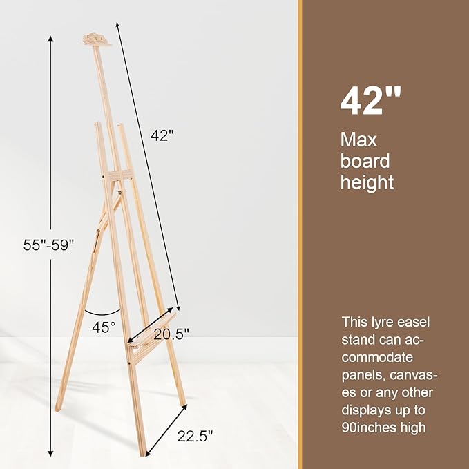 Falling in Art Easel Stand for Painting, Adjustable Wooden Easels for Painting Canvas Up to 42", Folding Art Easel for Drawing, Wedding Sign and Poster, Suitable for Kids and Adults