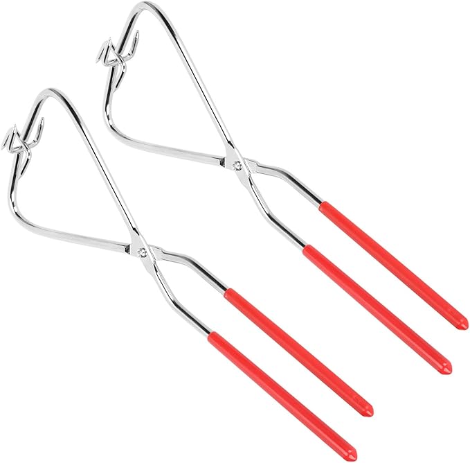 2Pcs Dipping Tongs Glazing Tools, 12.8in Long Ceramic Glazing Tongs, Stainless Steel Pottery Clay Glaze Clamps Ceramic Glazing Tools with Rubber Handle for Kiln Clay