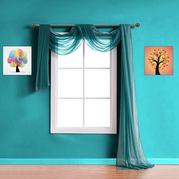 Warm Home Designs XXL Wedding Arch Draping Fabric Bundle Has 2 360 Inch (30 FT; 10 Yards) Scarves in Teal Fabric for Ceremony, Wedding Decoration. AD Teal & Teal 360”