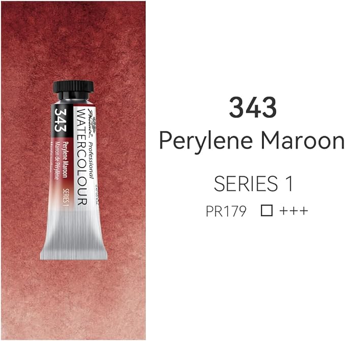 PHOENIX Professional Watercolor Paint Single Tube - 0.47 Fl Oz / 14ml - Perylene Maroon
