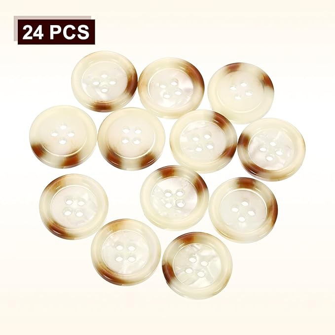 HARFINGTON 24pcs Sewing Button 20mm (3/4") 4 Holes Resin Round Buttons Craft Sewing Accessories for Clothing DIY Crafts Decoration, White