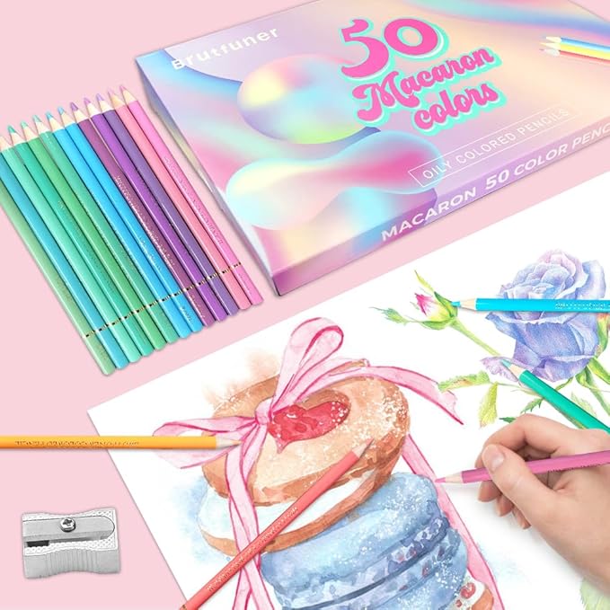 LBW 50 Macaron Pastel Colored Pencils Professional Soft Core for Adults Kids Beginners Sketching Shading