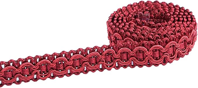 Gimp Braid Trim, 0.7 Inch / 10M(10.9 Yards) Fabric Trim for Curtains, Upholstery, Sewing, Hand DIY Crafts, Costume and Home Decorative（Wine）