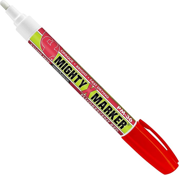 PM-36 Paint Marker, 2.3mm Bullet Tip, Permanent & Waterproof, DIY Crafts, Drawing, Glass, Ceramic, Stone, 6 Bonus Reversible Tips, Made in USA, Fl. Red 6 Pack