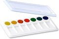 Rectangular Ceramic Paint Palette with Lid, 14-Well Porcelain Watercolor Mixing Tray for Acrylic, Oil & Gouache, Large Artist Watercolor Palette with Plastic Cover