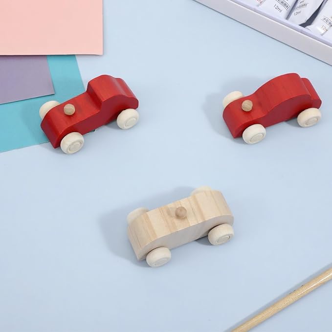 24 Pieces Wood DIY Car Decoration Unfinished Wooden Cars Unfinished DIY Crafts for Home Activities Easy Woodworking and Family Time Set