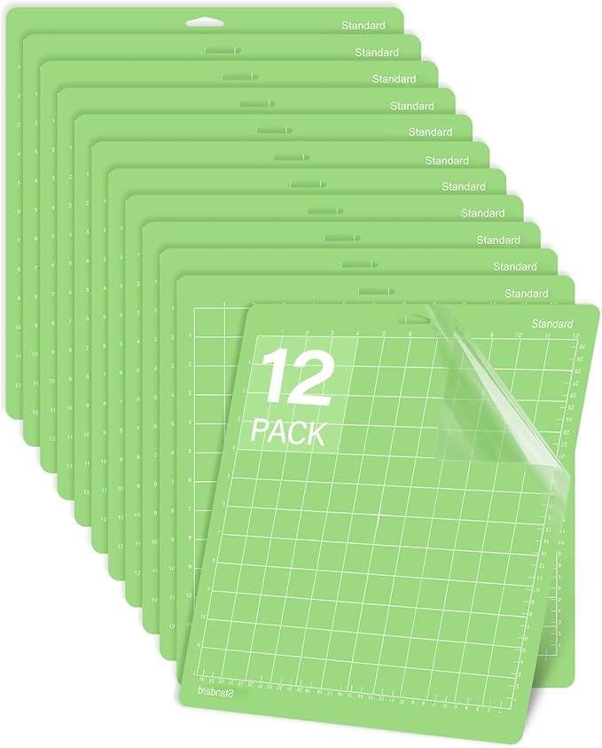 Gwybkq Cutting Mat, Compatible With Maker 3/Maker/Explore 3/Air 2/Air/One 12 Pack 12x12 Cut Mats Replacement Accessories Adhesive Sticky Green Cricket Standard Card