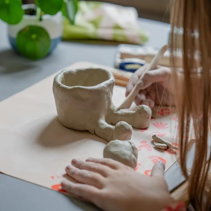 Sculpd - The Original Kids Pottery Kit, Air-Dry Clay Starter Kit for Kids Age 7+, Air Dry Clay with 5 Colour Paint Set, Paintbrushes, Pottery Tools, Clay Cutters, Sponge and Step-by-Step Guide