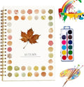 Clhjinruoliu Water Color Workbook,Animals Flowers Ocean Water Coloring Book, Nature Scenes Paint Set Art Crafts, Beginner-Friendly Watercolor Workbook, with 12 Colors Paints Set with Paint Brush,Autum