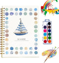 Clhjinruoliu Water Color Workbook,Animals Flowers Ocean Water Coloring Book, Nature Scenes Paint Set Art Crafts, Beginner-Friendly Watercolor Workbook, with 12 Colors Paints Set with Paint Brush,Ocean