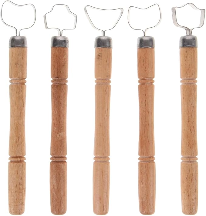 HOODANCOS 5Pcs Clay Sculpting Tools Set Trimming Embossing for Pottery Handle Making Ceramic Scraper and Cutter for Kids, Adults and Artists Modeling Shaping Building for Art&Craft