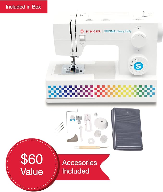 SINGER PRISMA Heavy Duty Sewing Machine With Accessory Kit | Bold Color Design, 50% More Power, 69 Stitch Applications, Full Metal Frame, High Speed, Quick Threading & Free Arm