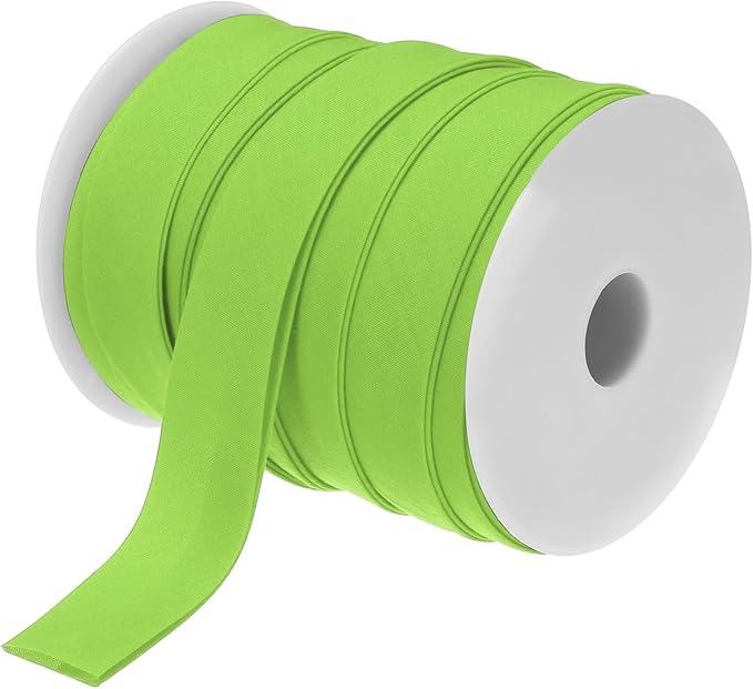 MECCANIXITY 1 Inch Double Fold Bias Tape Polyester Continuous Bulk Bias Tape for Sewing,Seaming Quilting Hemming Binding Crafts (Fruit Green 25 Yards)