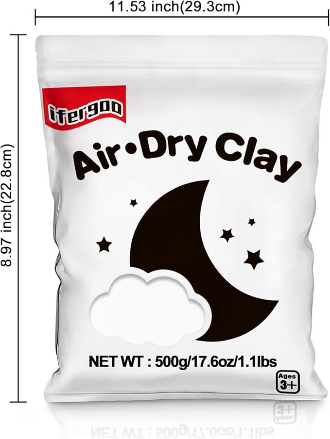 iFergoo White Air Dry Clay, DIY Creative Modeling Clay for Kids, Super Light Magic Clay for Kids Age 3-12, Safe & Non-Toxic, Molding Sculpting