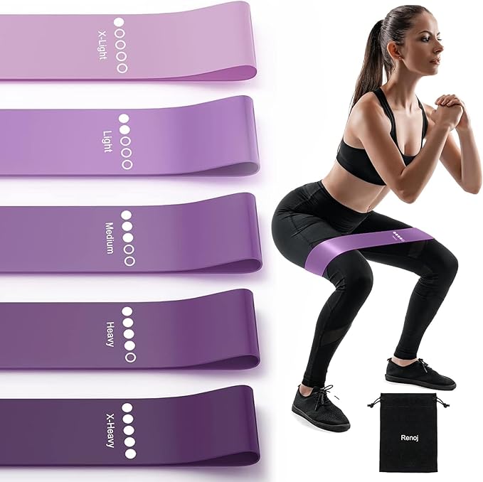Resistance Bands for Working Out, 5-Pack Elastic Loop Exercise Bands for Strength Training Stretching, Home Gym Equipment for Pilates Yoga Physical Therapy, Leg Glute Arm Workout Kit for Women Men