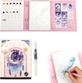 Creative Stress Relief Kit, 3-Fold Watercolor Painting Pad with Coloring Pages, Relaxation Art Set for Beginners and Hobby Artists, Portable Aquarelle Painting Book (C Set)