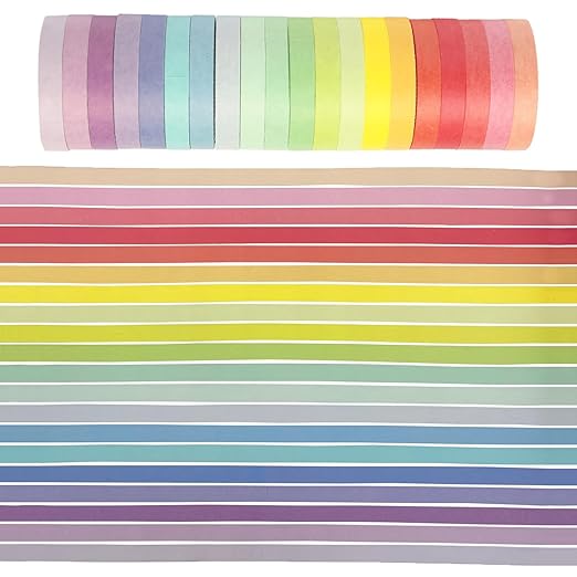 YUKUNTANG 20 Rolls Washi Masking Tape Set, 7.5mm 110 Yards Colorful Rainbow Pastel Washi Tape Set, Skinny Thin Decorative Colored Washi Craft Tape for Bullet Journal DIY Planner Crafts Designs